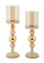 Porta Candele Glassy Crema Set 2 Pz Ø10x36 cm - Ø10x32 cm in Ferro Crema e Oro