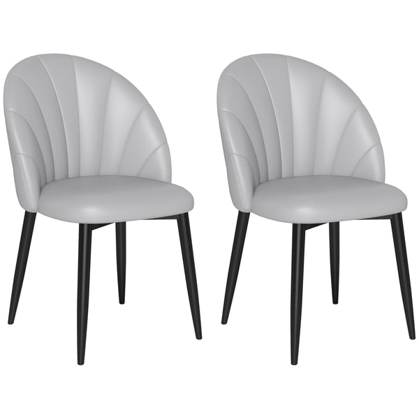 Set 2 Sedie da Pranzo Schienale a Conchiglia in Pelle PU Grigio Chiaro sconto