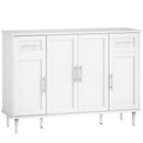 Credenza Buffet Elegante 120x38x86 cm con 2 Cassetti e 3 Armadietti in Legno Bianco      