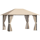 Gazebo da Giardino 3,98x2,98m con Zanzariere in Alluminio e Acciaio Cachi