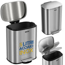 Pattumiera Rettangolare 21,5x20,5x30 cm Apertura a Pedale 5L Bidone Spazzatura in Acciaio Inox      