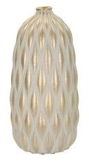 Vaso Pepitas Ø22x44 cm in Ceramica Grigio e Oro      