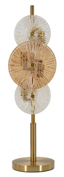 Lampada da Tavolo Osaka 20x18x66 cm in Ferro e Vetro Oro e Marrone e Trasparente      