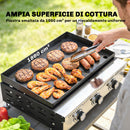 Griglia a Gas 62x49x23 cm Piastra di Cottura Portatile 3 Bruciatori con Vaschetta Raccogli Grasso Nero      