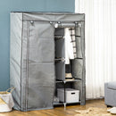 Armadio Salvaspazio con Base Rialzata 125x43x162,5 cm 8 Ripiani e 2 Barre in Tessuto non Tessuto e Acciaio Grigio Chiaro      