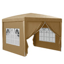 Gazebo da Esterno 3x3 m Pieghevole con 4 Pannelli Laterali in Acciaio e Tessuto Oxford Cachi      