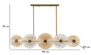 Lampadario Venice 116x27x79 cm in Vetro e Ferro Oro e Naturale e Marrone      