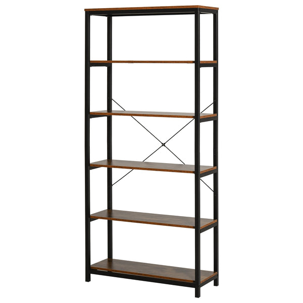 Libreria 6 Ripiani 80x30x180 cm in Legno e Metallo Nera online