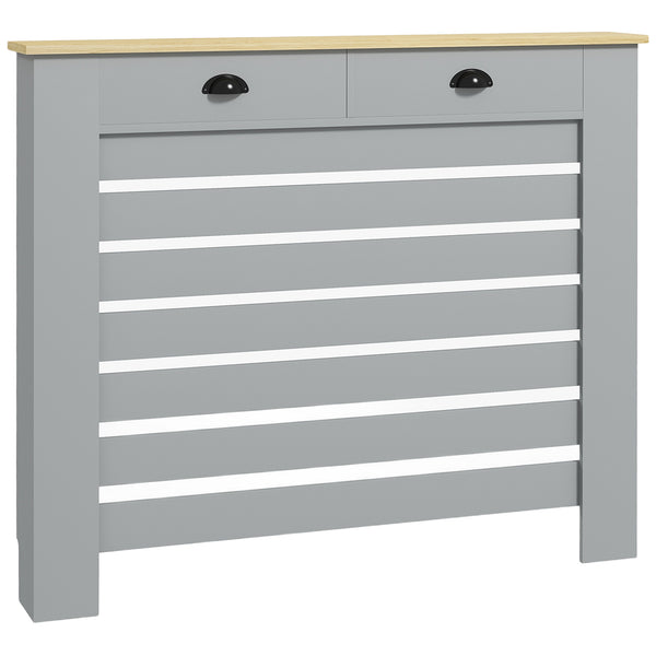 Copritermosifone a Doghe Copricalorifero a Griglia con 2 Cassetti 111x19x95,5 cm in MDF Grigio acquista