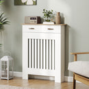 Copritermosifone a Doghe 78x19x97 cm Antiribaltamento con Cassetto in Legno Bianco      