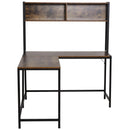 Scrivania da Ufficio ad Angolo Porta PC in Legno e Metallo 140x125x149 cm  Marrone Scuro