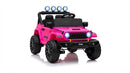 Macchina Elettrica per Bambini Licenza Jeep Wrangler Rubicon 12V con Sedili in Pelle e Telecomando Fucsia 