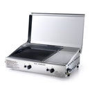 Doppia Piastra di Cottura con Cover Ompagrill Plancha Double 0470 Alimentazione a Gas GPL con Accensione Piezoelettrica in Acciaio Inox e Ghisa      