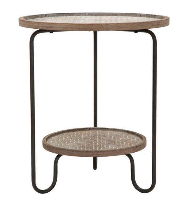Tavolinetto Arex 2 Ripiani Ø48x54,5 cm in Ferro e MDF Nero e Marrone online