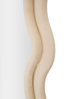 Specchio da Muro Emily Velluto Crema 60x6x160 cm in MDF e Poliestere e Specchio Crema      