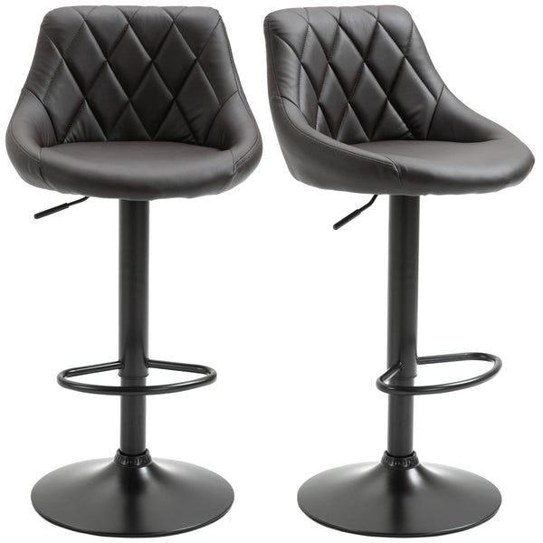 acquista Set 2 Sgabelli da Bar 46,5x48x84,5-106,5 cm in Similpelle Marrone