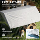 Recinto per Cani da Esterno 230x230x170 cm con Tetto in PE Anti-UV Impermeabile Doppia Chiusura in Acciaio Zincato Argento      