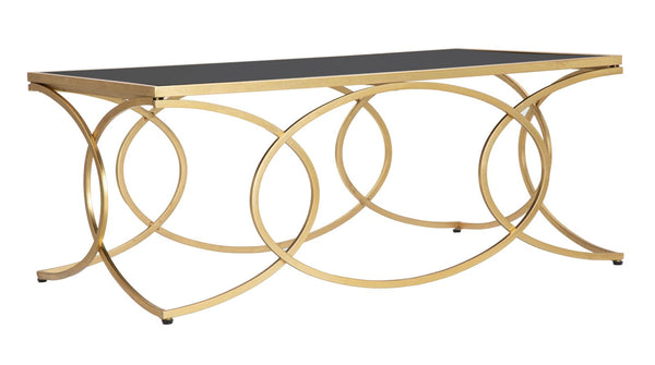 acquista Tavolo da Caffé Infinity 110x60x45 cm in Ferro e Specchio e MDF Oro e Nero