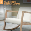 Poltrona Relax a Dondolo 60x81x71 cm Struttura in Legno di Caucciù Crema   