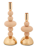 Porta Candele Galaxy Rosa Set 2 Pz Ø10x30 cm - Ø10x22 cm in Ferro Rosa e Oro      