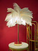 Lampada da Tavolo Palm Bianca Ø40x55 cm in Ferro e Plastica Oro e Bianco      