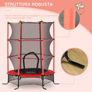 Trampolino Elastico per Bambini da 3 Anni Ø160 cm con Rete di Protezione Rosso e Nero 