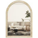 Specchio da Parete ad Arco 60x2x90 cm Cornice Effetto Pietra in Polistirene Beige      