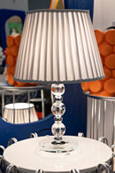 Lampada da Tavolo Tolly Ø30x48 cm in Metallo e Vetro e Tessuto Argento      
