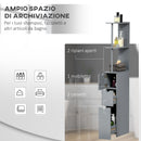 Mobile Colonna Bagno con Ripiani Aperti e Cassetti, in Legno, 15x33x136.8 cm, Grigio      