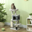 Albero per Gatti con Cuccia e Tiragraffi Sisal 104cm in Truciolato Grigio Chiaro      