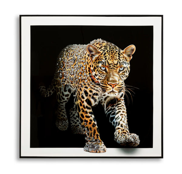 sconto Dipinto su Tela Laccato Giaguaro con Cornice 82x4x82 cm in Pino e Tela e Plastica