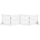 Cancellino per Cani Pieghevole 280x70 cm con 4 Pannelli in Legno e Acciaio Bianco      