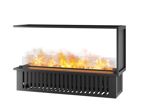 acquista Camino a Vapore Elettrico Effetto Realistico 120x50x40 cm Invapo U1200 in Acciaio Verniciato Nero