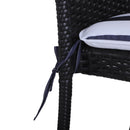 Set 6 Cuscini per Sedia Sfoderabili 100% Poliestere Bianco e Blu 42x42x5 cm 