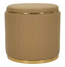 Puff con Contenitore London Marrone Ø46,5x44 cm in Pino e MDF e Spugna e Metallo e PU      