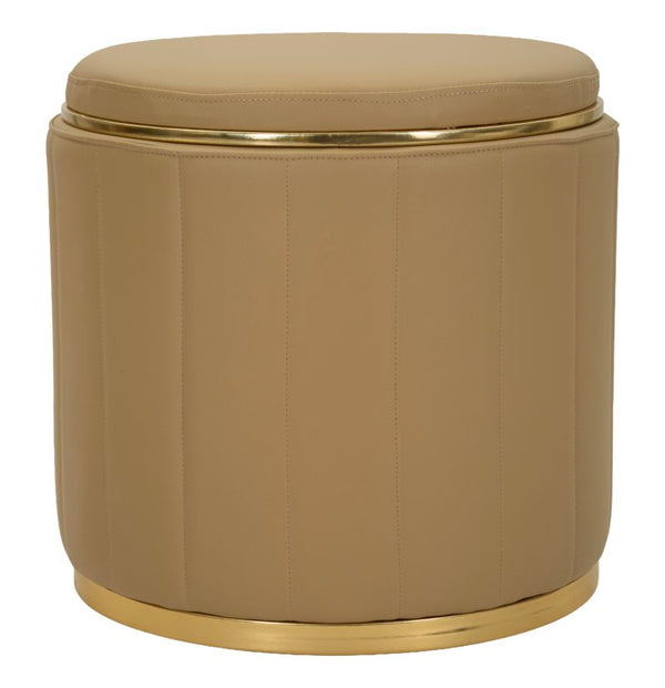 Puff con Contenitore London Marrone Ø46,5x44 cm in Pino e MDF e Spugna e Metallo e PU prezzo