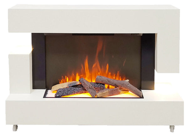 Camino Elettrico da Pavimento Effetto Fiamma 1500W Milano Bianco sconto