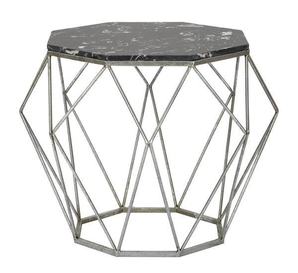 acquista Tavolinetto Diamond Marble Ø68x52 cm in Ferro e Marmo Oro e Nero