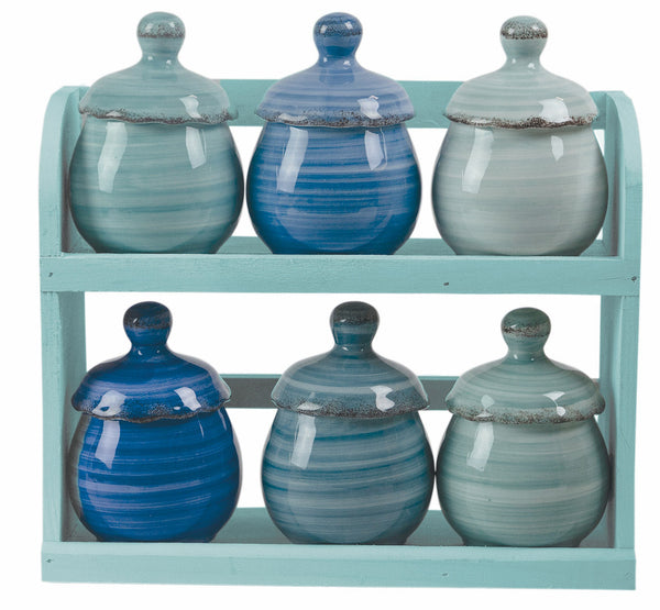 Set 6 Barattolini in Ceramica con Stand in Legno VdE Tivoli 1996 Baita online