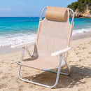 Spiaggina Sedia Prendisole 60x101x78 cm Pieghevole e Reclinabile Beige Melange     
