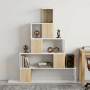Libreria Moderna 120x22x131,5 cm a 5 Ripiani con Design a Gradini Bianco e Legno      