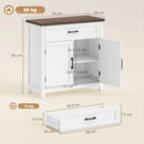 Credenza Moderna Stile Rustico 76x35x80 cm con 2 Ante in MDF Bianco      