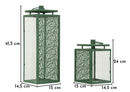 Lanterne Hall Coppia 15x14,5x41,5 cm in Metallo e Vetro Verde      