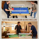 Tavolo da Gioco 13 in 1 Pieghevole con Calciobalilla Ping Pong Hockey Biliardo Scacchi e Altri Noce      