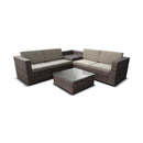 Set Salotto da Giardino in PVC Rattan Divano 4 Posti e 2 Tavolini Taddei Izar Marrone