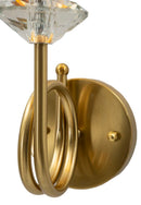 Lampada da Muro Salisburg 18x24x40 cm in Ferro e Vetro e Tessuto Oro e Bianco      