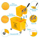 Carrello Pulizie Secchio 20L con Separatore Acqua e Strizzatore Rimovibile 60x27x70.5 cm 