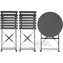 Set 3 Pezzi Giardino Tavolo 2 Sedie Bistrot Pieghevole Modello Parigi Grigio      
