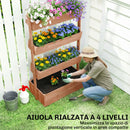 Letto da Giardino Rialzato Fioriera Verticale per Fiori o Orto con Drenaggio e Rivestimento in Legno Naturale      