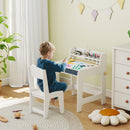 Set Scrivania 62,8x55,6x73,8 cm e Sedia per Bambini con Ripiano Portabicchieri e Cassetti in MDF Bianco      